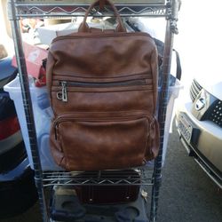 Brown leather backpack