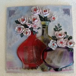 VINTAGE 3D FLORAL PLAQUE 