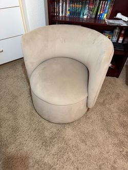 Beige Barrel Accent Chair