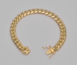 14K Solid Yellow Gold Cuban Link Bracelet 7.5" 8.6mm 43.6g Box Clasp