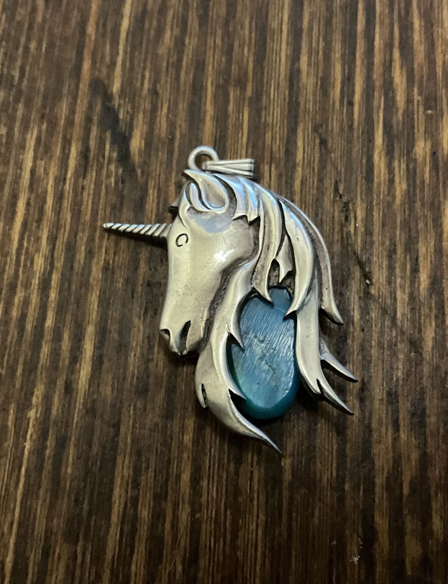 Sterling silver bluestone, unicorn pendant