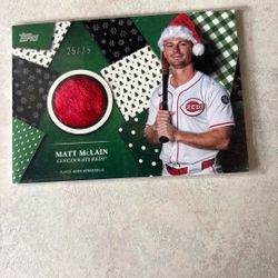 2025 MATT MCLAIN TOPPS HOLIDAY SANTA HAT #HR-MMC RELIC CARD  #25/75 (REDS)