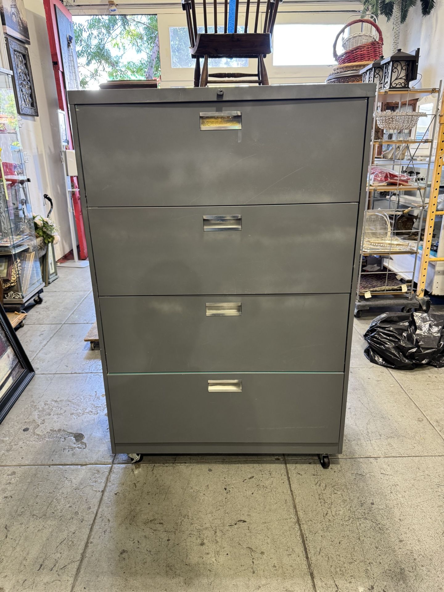 Vintage Industrial Metal Filing Cabinet – 4 Drawer