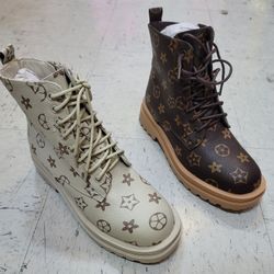 Fashion Designer Style Boots BEIGE PRINT OR BROWN PRINT NEW