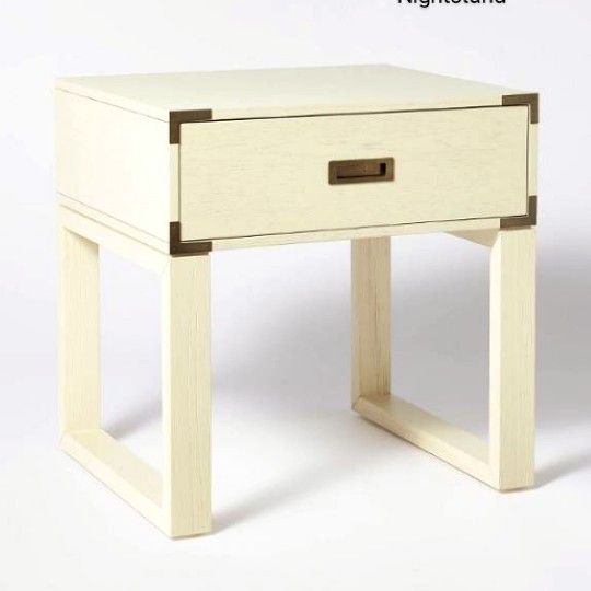 Brand New (SET OF 2 ) Threshold Blue Creek Campaign Side Table Cream