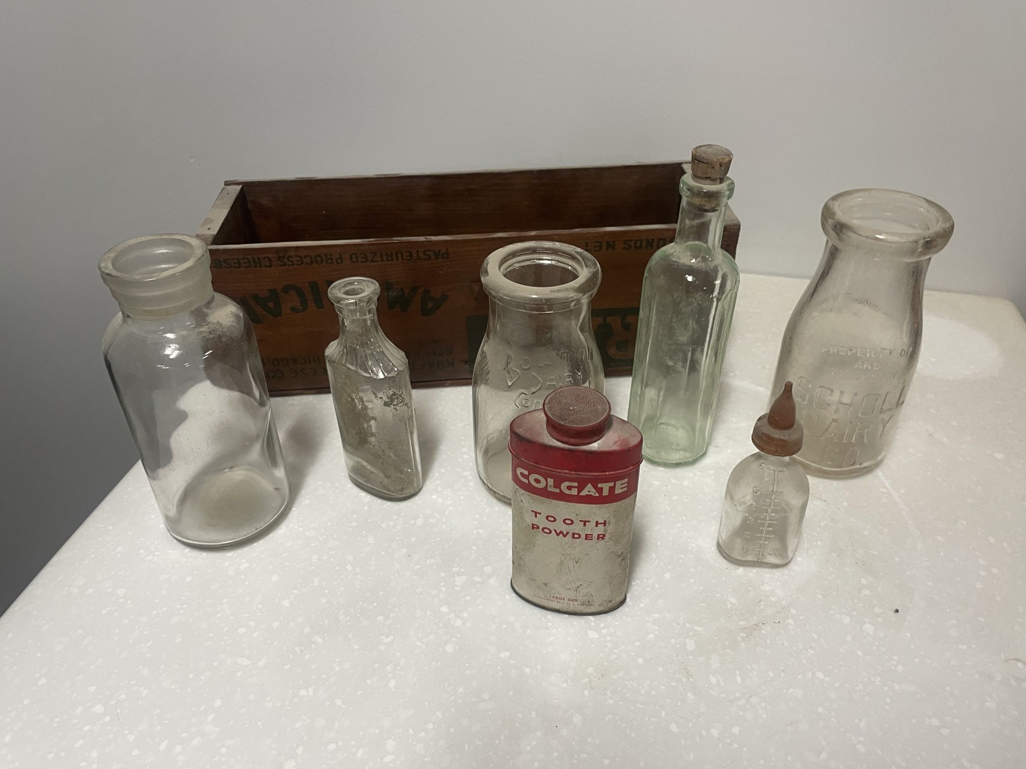 Antique glass bottles