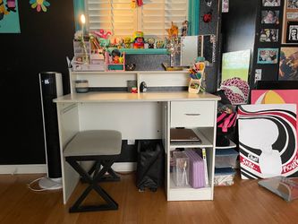 White Desk with Hutch and Storage