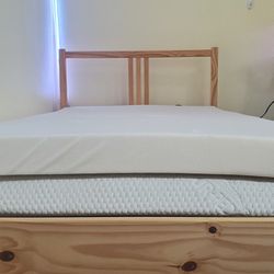 Full Bed (Wood Bed Frame with Memory Foam Mattress and Foam Topper/Support)