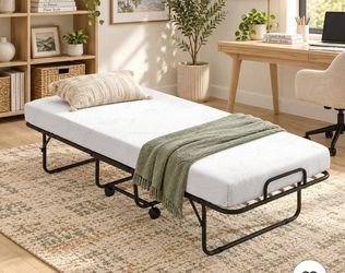Rollaway folding guest bed HEAVY DUTY with memory foam mattress brand new already assembled retail for $220+ Selling For $150 firm FIRM