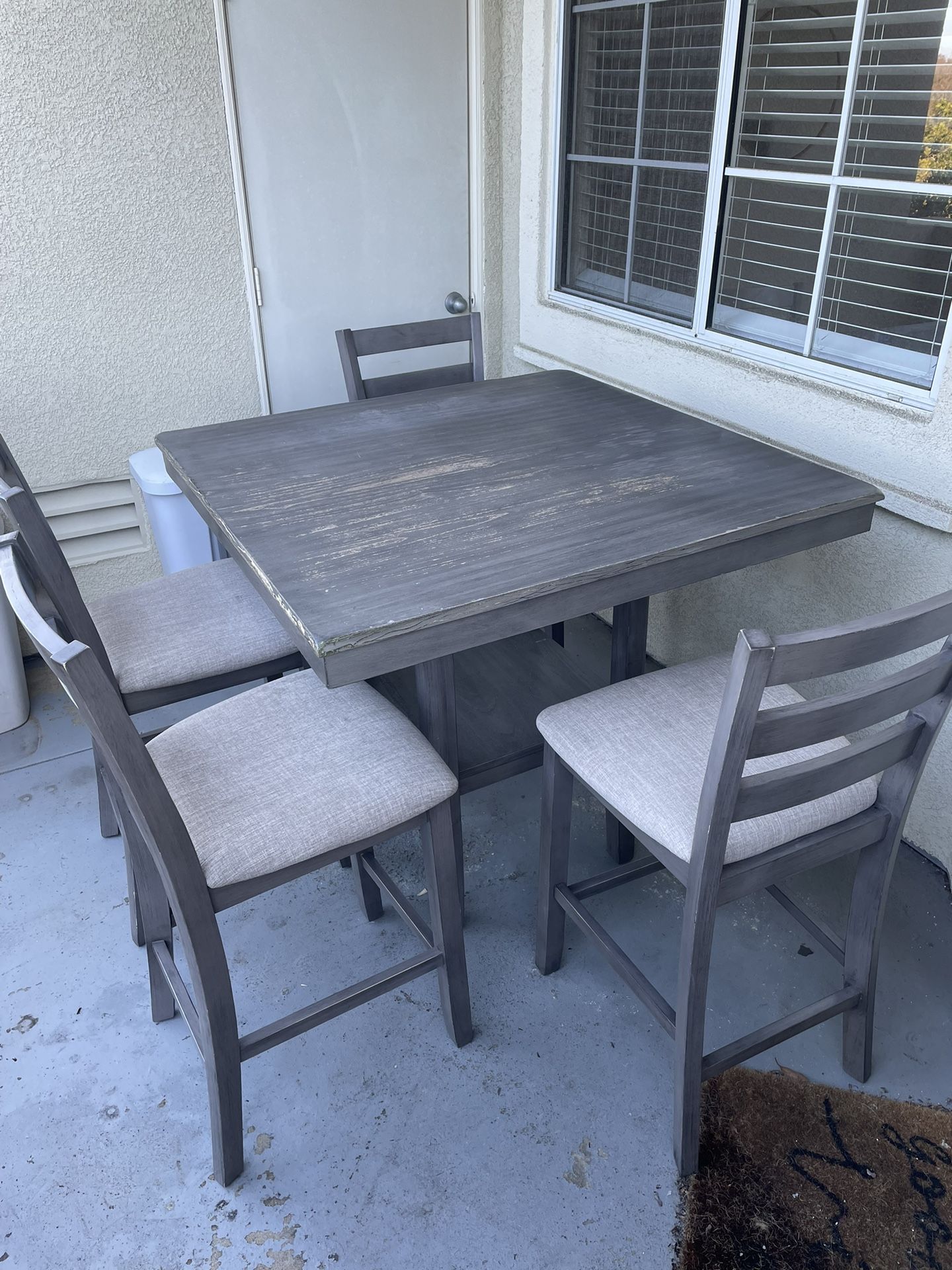 Table And 4 Chair Set. Grey Wood for Sale in San Diego, CA OfferUp