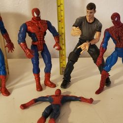 Spiderman and Peter Parker Action Figets  Lot Of 5