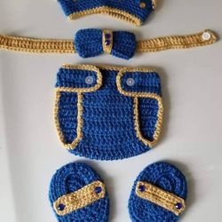 Crochet Baby Boy Prince Diaper Cover Outfit Photo Prop 