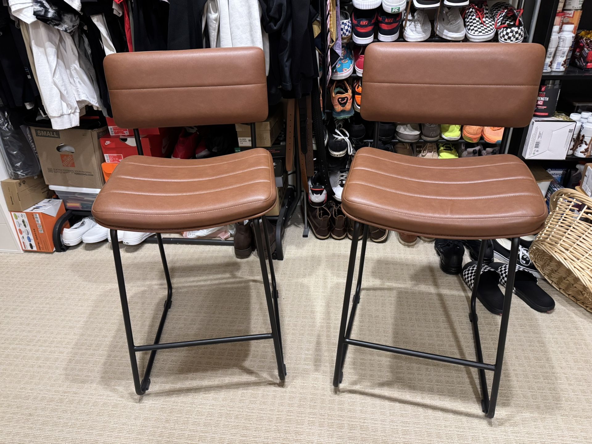 Counter Height Faux Leather Barstools