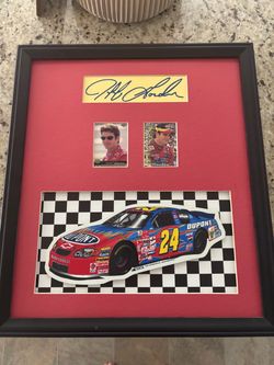 Jeff Gordon Framed NASCAR memorabilia display