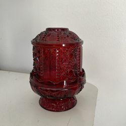 Vintage Red Glass Candle Holder 