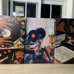 Canvas Wall Art 3Pcs black Girl Record Music Wall Decor