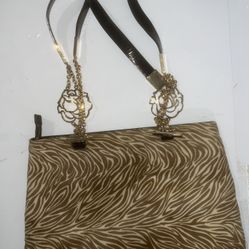 Versace Vintage Animal Print Pony Hair Shoulder Bag