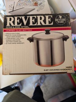 8 qt Revere copper bottom stock pot