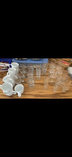 Large Lot Of Drinking Glasses And Cups