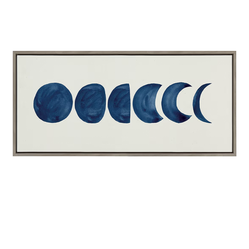 Kate and Laurel Sylvie 901 Moon Phases Blue on White Canvas Wall Art