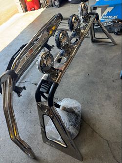 Westin Stainless Steel Grille Guard + Light Bar + 4 KC LED Off-Road Lights