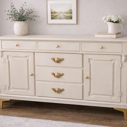 Cream Modern Farmhouse Sideboard Buffet – Storage Cabinet