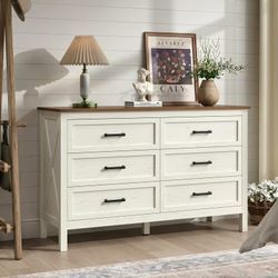 YouTrend 6 Drawer Farmhouse Dresser,Wood