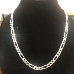 22” 7MM Sterling Silver Mens Figaro Chain
