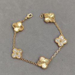 VCA Clover Laser With Zirconia Stone Unisex Bracelet 