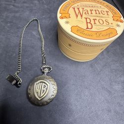 Warner Bros Looney Tunes Pocket Watch w/ Chain & Box 1996 WB Novelty