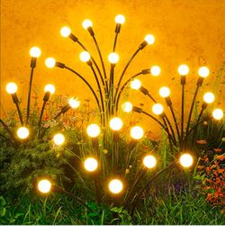Solar Lights Outdoor(2 Pack,16 LEDs),Solar Lights Outdoor Waterproof for Garden Decor,4 Modes Firefly Light
