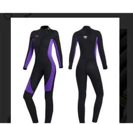 Wet Suits Women SMALL Full Body 3MM Neoprene Cold Water Diving Suit Black/Purple