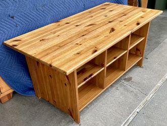 Rustic Solid Knotty Pine Cubby Table Bench