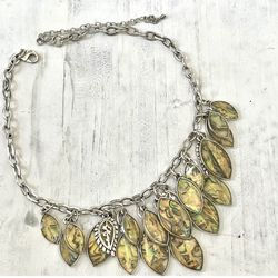 Monterey Abalone Leaf Statment Necklace 