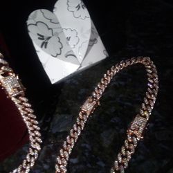 Short Choker Rare Rose Gold Lab Diamond 16"