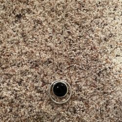 Silver With Black Stone Necklace