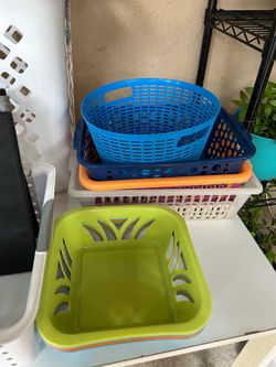 Assorted Plastic Baskets And Wire