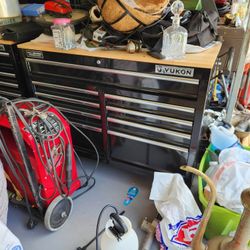 Yukon 46 Inch Metal Tool Cabinet With Wood Top