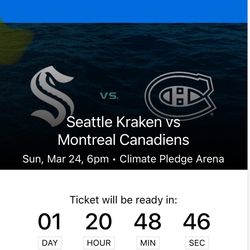 Seattle Kraken Vs. Montreal Canadiens 3/24 7pm  Club 4 Seats ($280 Each)  