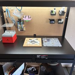 Work Bench With Stained Glass Tools