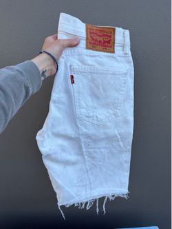 Levi's Slim Fit White Denim Jeans Straight Mid Rise Distressed