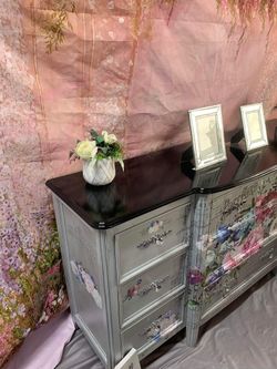 Beautiful French Boho Style Wooden Dresser Or Credenza Has Been Refurbished Nice Colors Solid Heavy Wood