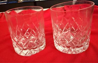 2  Crystal LISMORE  Whiskey Glasses Tumblers 3-1/4"