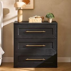 mopio Blake 3 Drawer Dresser for Bedroom, Chest of Drawers, Wood Organizer, Modern Farmhouse, Tall Night Stand, Enhanced Safety, Sturdy Compliant (1, 