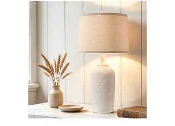 26" Tall Ginger Jar Side Lamp with Linen Shade