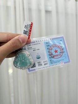 Certified Real Natural Grade A Jadeite Carved Laughing Buddha Pendant Charm
