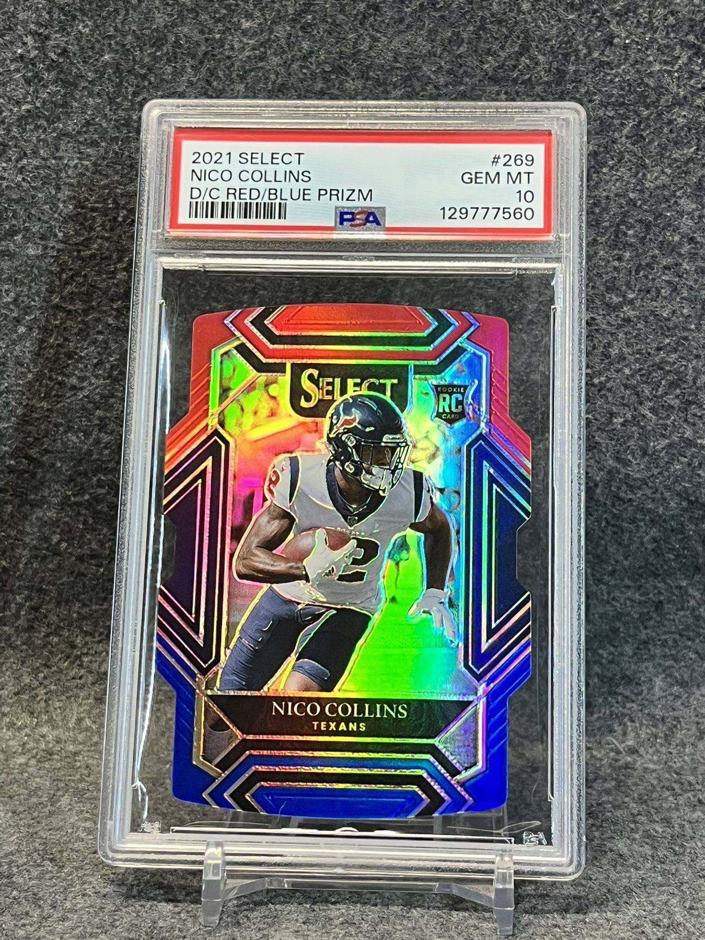 💣2021 Nico Collins ROOKIE Red/Blue Die-cut Prizm PSA 10 !! 💥