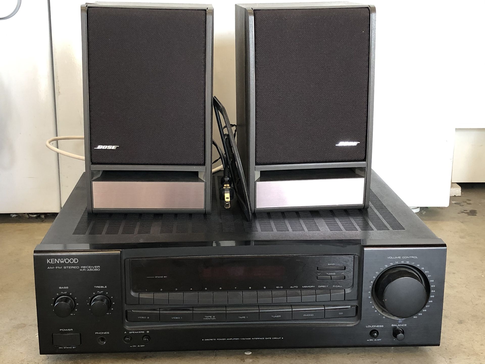 Kenwood Audio Stereo and Bose Bookshelf Speakers