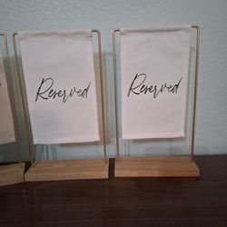 4 canvas and wood Reserved signs
