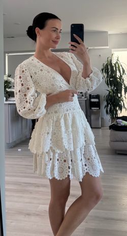 Maje lace mini dress - white crochet dress